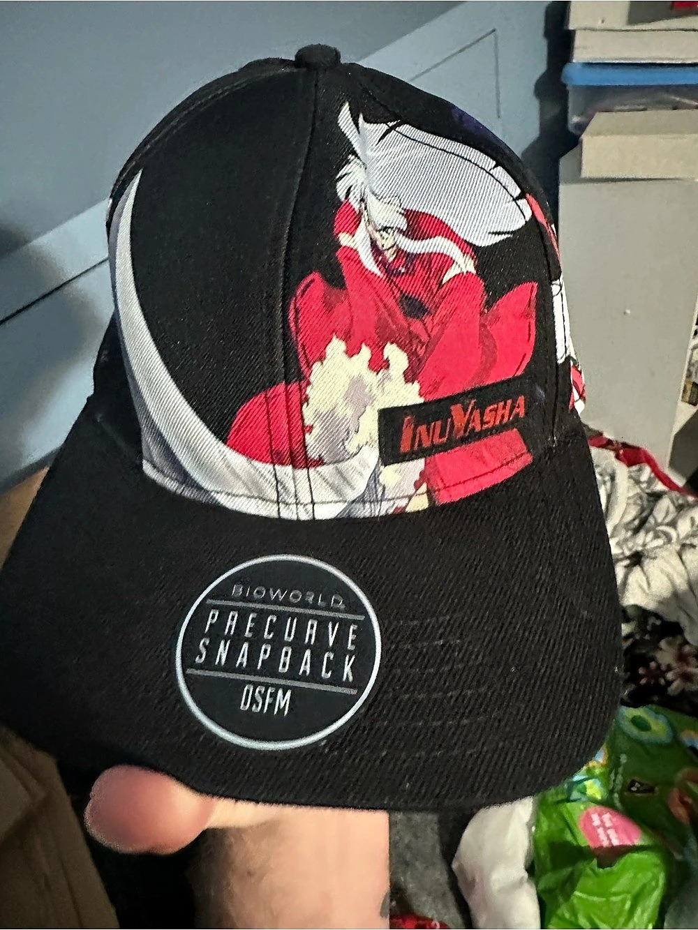 Bioworld InuYasha Cosplay Snapback Hat Black & Red